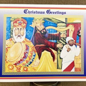 Carte de Noël Songs of Praise de Haile Maskel (1995) - Peinture à l'huile inspirante, The Black Association of Christian Arts