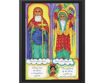 Framed Ethiopian Orthodox Art: Abune Estenfase, Abune Tekle Haymanot