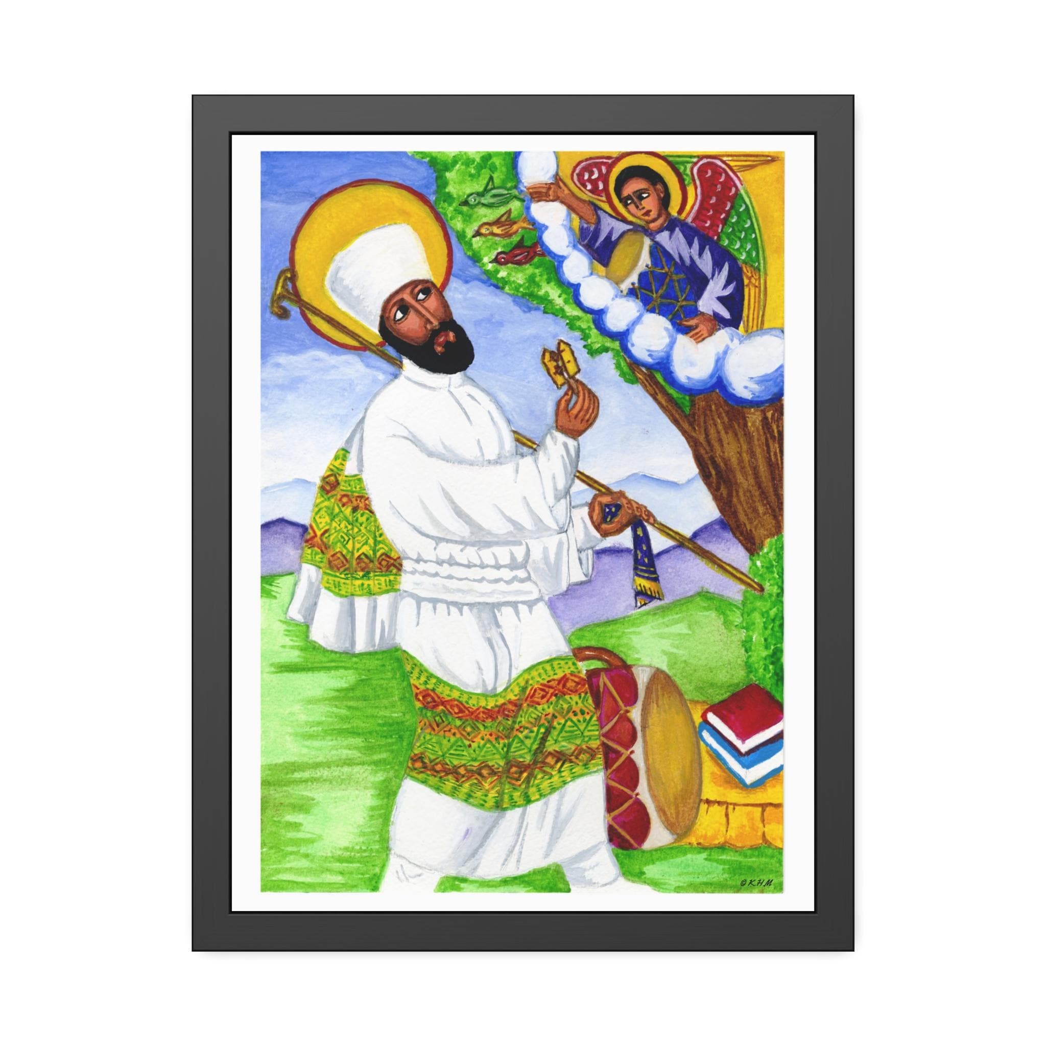 Saint Yared Art Poster: Framed Ethiopian Orthodox Church Music
