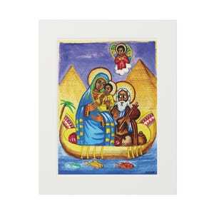 Flight of the Holy Family into Egypt Art Print - Premium 175gsm Fine Art Paper with Passepartout Frame - Available in 11x14 and 16x20 Sizes
