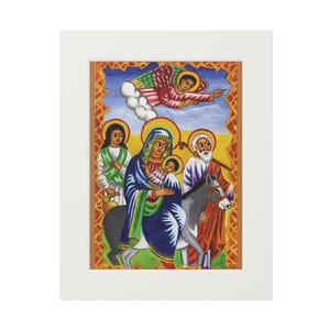 Flight into Egypt - Orthodox Tewahedo Icon Art Print | Holy Family Escape to Egypt | Virgin Mary, St. Joseph & Christ Child