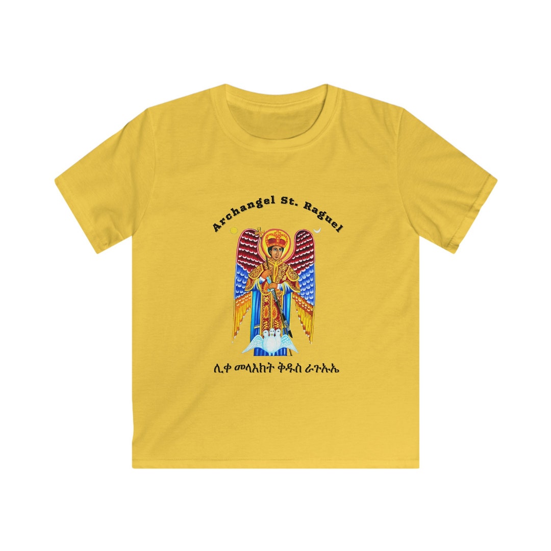 St. Raguel Kids Tee: Ethiopian Icon, Divine Justice, Softstyle Cotton ...