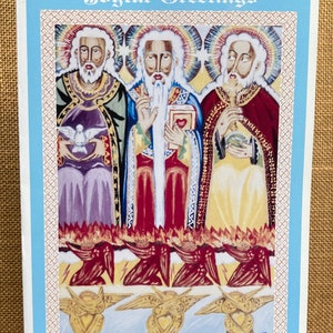Tarjeta de Navidad tres en uno de Haile Maskel 1995 - Saludo artístico y espiritual, impresión de alta calidad, artes cristianas negras