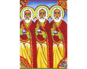 Holy Trinity Matte Canvas | Ethiopian Christian Art | Spiritual Odyssey | 5 Sizes, 1.25&quot; Stretched Frame
