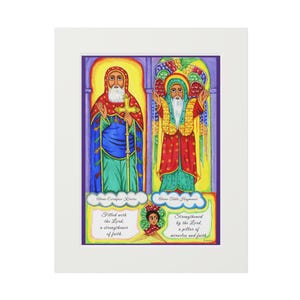 Abune Tekle Haymanot & Abune Estenfase Kirstos Art Print - Ethiopisch-orthodox-christelijk icoon, ingelijste gicleeprint van Ethiopische heiligen