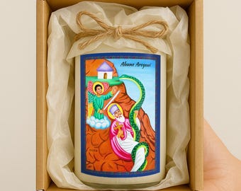 Abune Aregawi Devotional Candle – Ethiopian Orthodox Saint | Scented Soy Wax | Christian Gift | Debre Damo Icon | Spiritual Home Decor