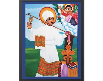 Saint Yared Framed Poster: Ethiopian Orthodox Christian Art