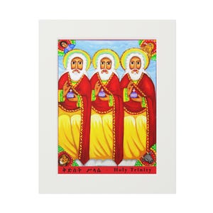 Kidus Selassie Holy Trinity Ethiopian Orthodox Icon Art Print | Giclée Framed Poster | Tewahedo Christian Home Decor | 11x14 or 16x20