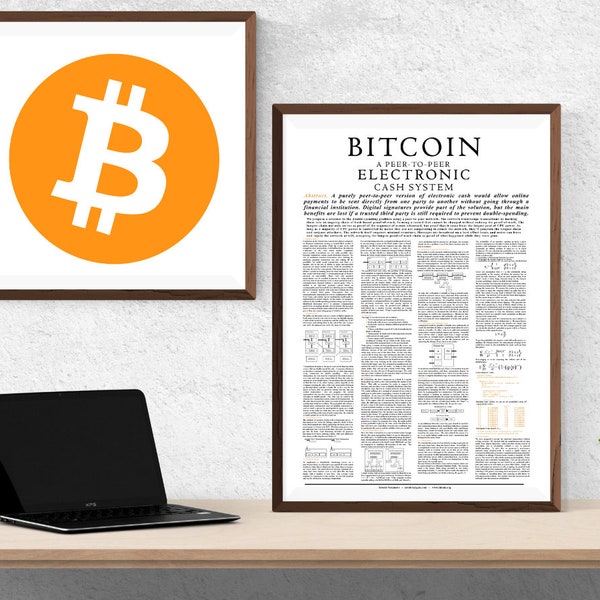 Bitcoin Whitepaper, Formatted, White Poster, Digital Print