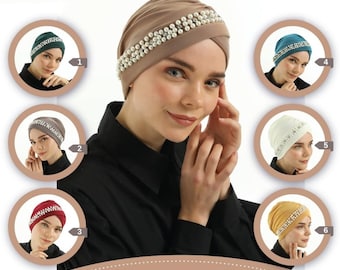 Pearl Turban Turbans for Women Hijab for Women Hair Wraps Head Wraps for Women Hijab Undercap Caps Instant Hijab
