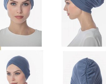 Criss Cross Full Tube Cotton Undercap Bonnet Headwrap/ Boho/ Boho Chic/ Alopecia Cap/ Chemo Cap/ Chemo/Hijab Under Cap Bonnet Made in Turkey