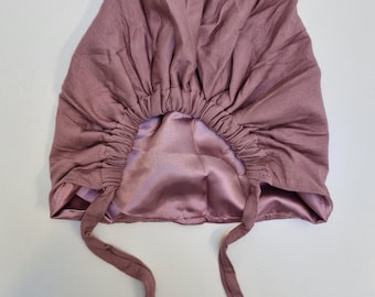 Satin Lined Tie Back Bonnet, Hijab Underscarf, Chemo Cap