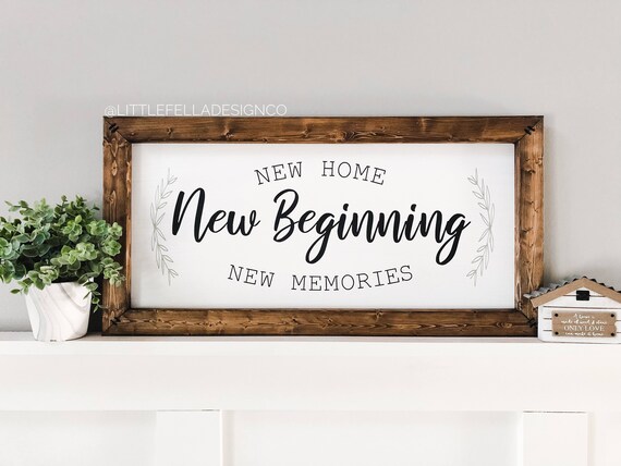Download New Home New Beginning New Memories Wood Sign Housewarming ...