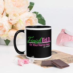 FinishedD Pink und Grün personalisierte Tasse mit Farbe im Inneren