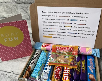 16th Birthday Treat Box - Sweet 16 - Chocolate Sweets Gift