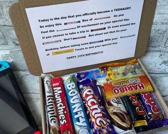 Teenager Birthday Treat Box - 13th Birthday Chocolate Gift Boy Girl