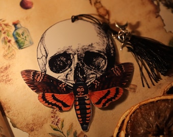 Death Moth Skull Bookmark and triple Moon Tassle