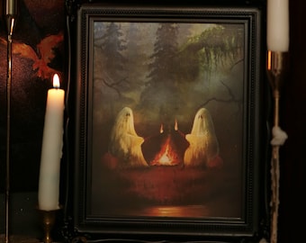 A Ghostly Campfire  Original Oil Ghost Painting PRINT