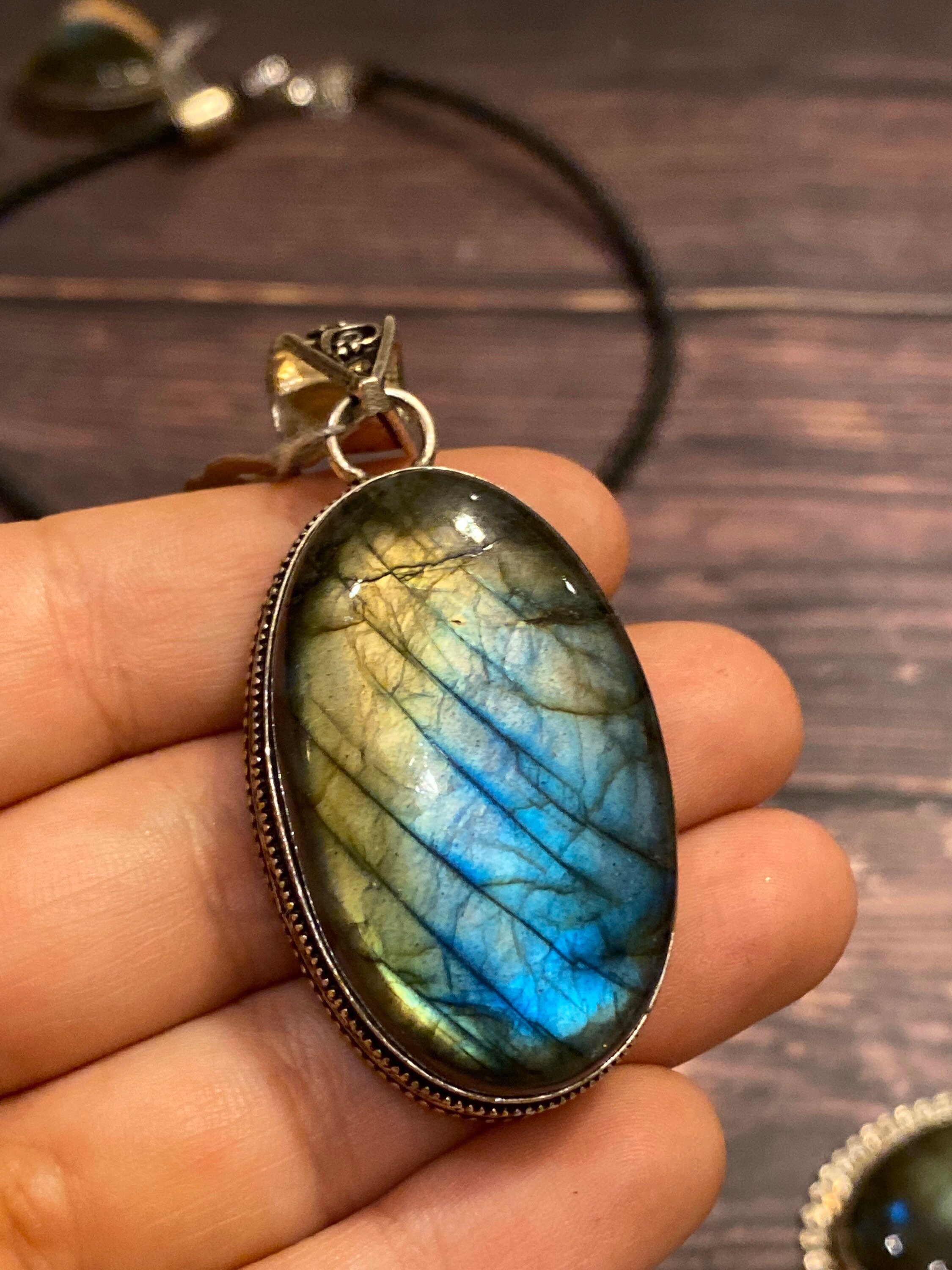 Large labradorite pendant necklace