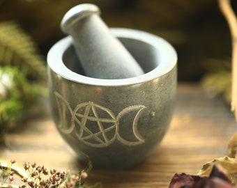 Mini Mortar and Pestle stone pentacle