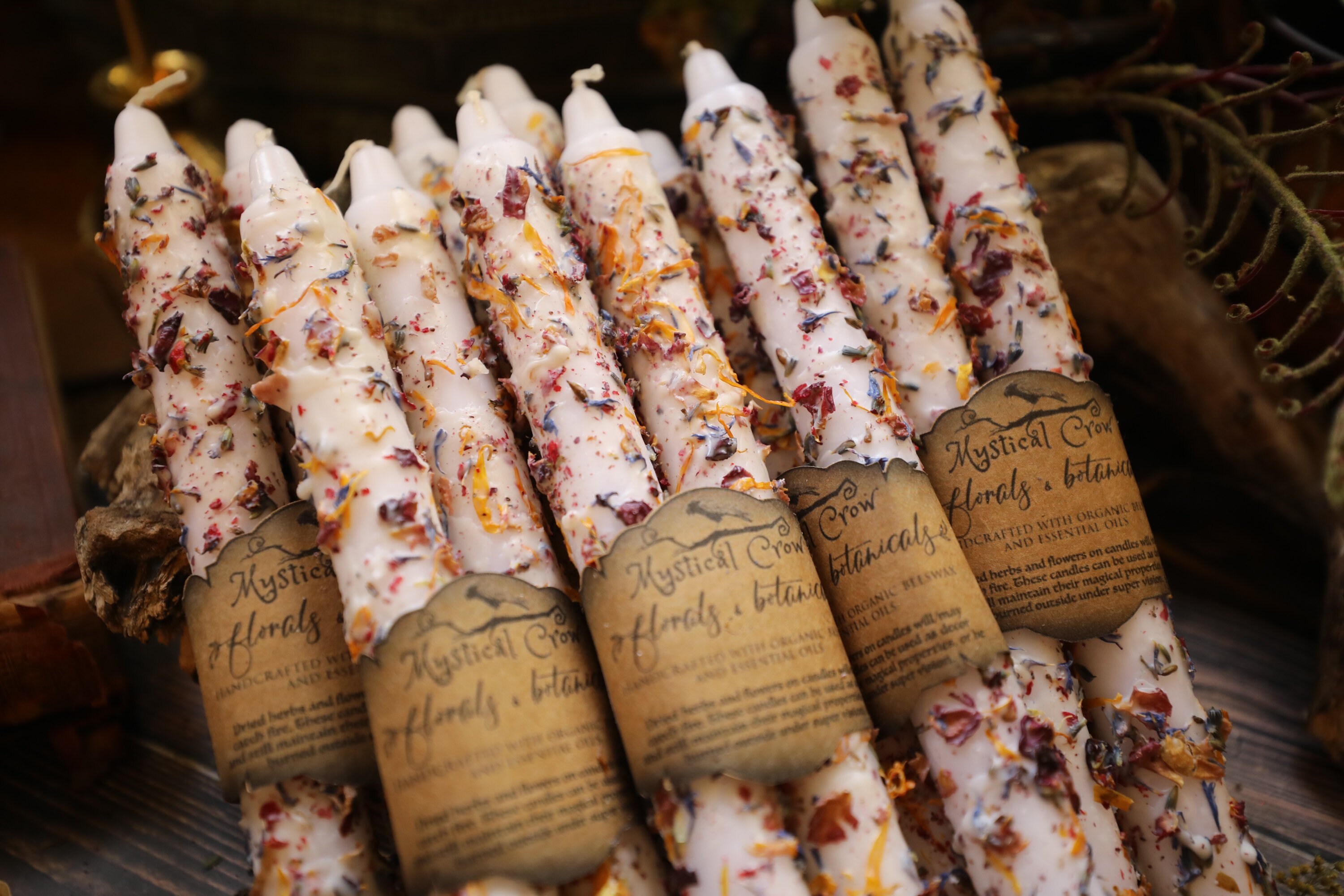 Witchy Botanical Ritual Candles 2 (pair)