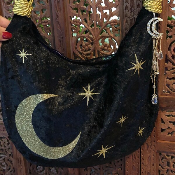 Crescent Moon Witchy Hobo Bag