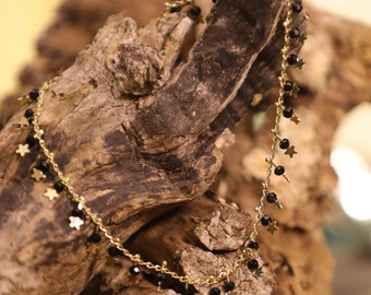 Witch's Amulet Anklet stars and Obsidian