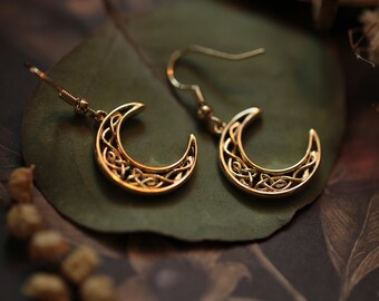 Celtic Crescent Moon Earrings GOLD