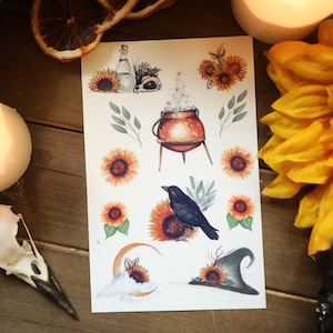 Stickerset zonnebloemen heks