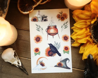 Witch's Sunflowers Sticker Set