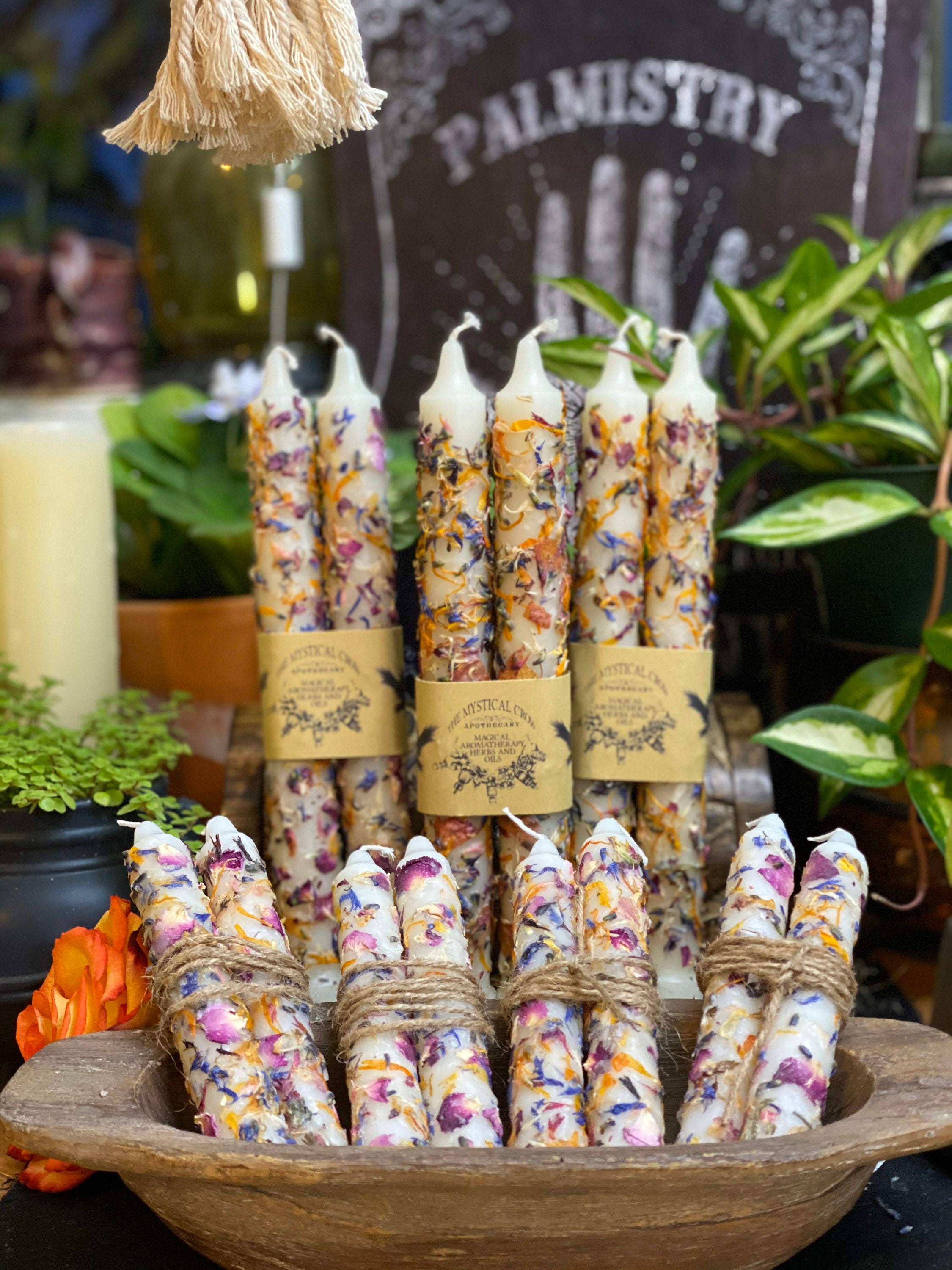 Witchy Botanical Ritual Candles 2 (pair)