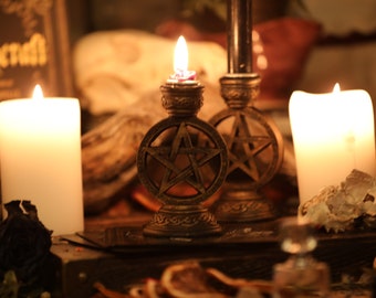 Pentacle Candle Holder Set