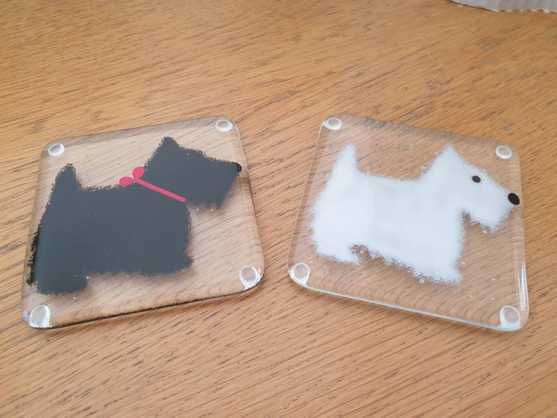 Fused Glass Scottie Dog Coaster image 2