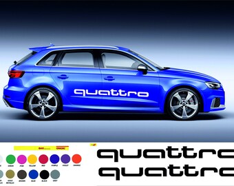 Quattro Decals Audi A4 S4 A3 S3 Car Window Door Bumper Sticker 8/" Long Pair of 2