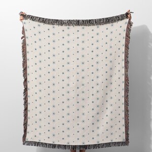 Minimalist Stars Pattern Woven Blanket Tapestry, Blue Color Christmas Throw Blanket, Christmas Style Woven Blanket, Retro Style Blanket