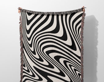 Manta tejida de arte abstracto de mármol para sofá, moderna decoración del hogar en blanco y negro, regalo para esposa, mejor amiga, cumpleaños, 100 % algodón.