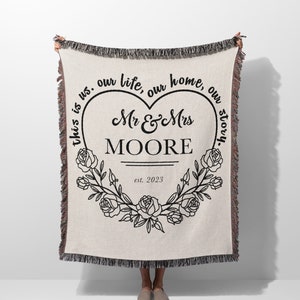 Personalized Mr and Ms Blanket, Couple Wedding Gift, Cotton Anniversary Gift, Unique Engagement Gift, Customizable Woven Throw and Tapestry