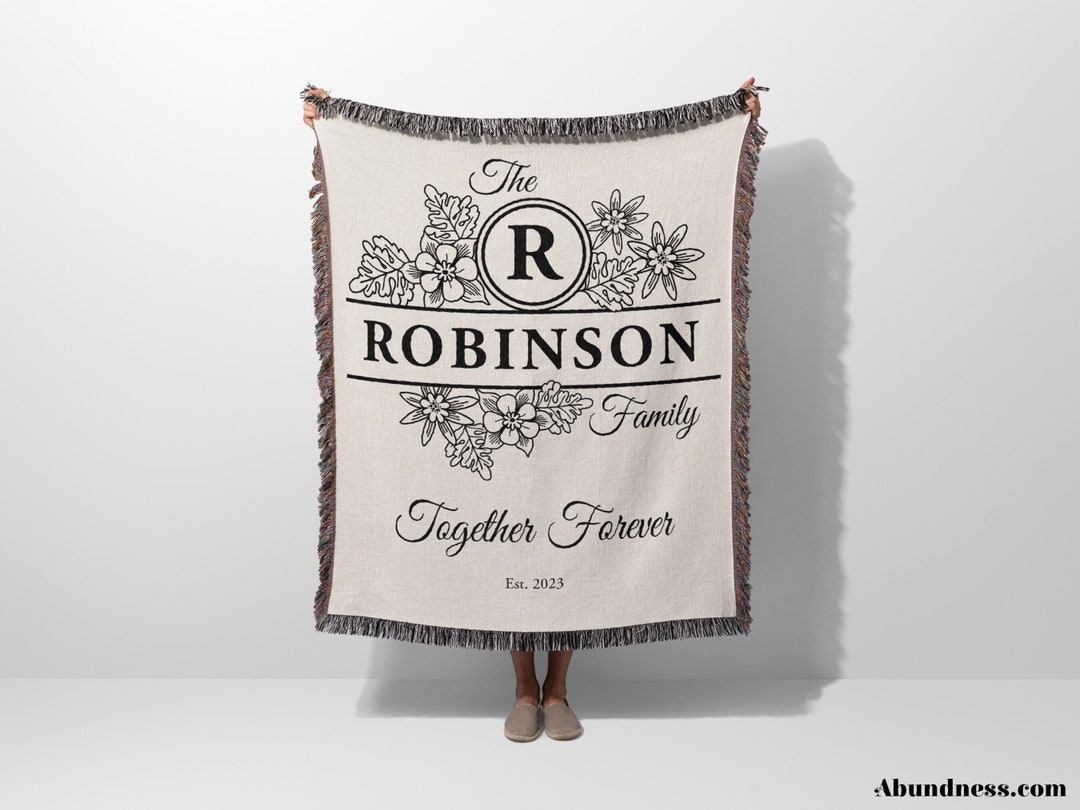 Personalized 2nd Wedding Anniversary Woven Throw Blanket, Custom Name ...
