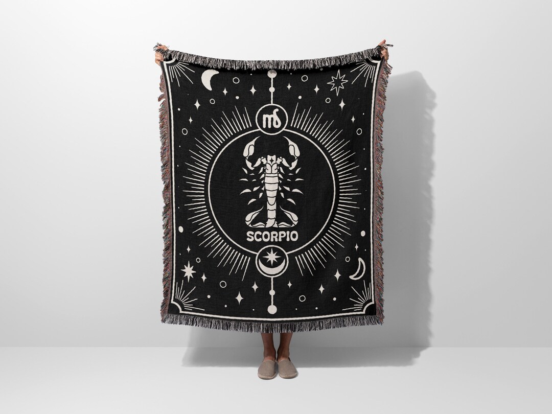 Scorpio Blanket, Zodiac Sign Birthday Gift for Astrology Lover, Black