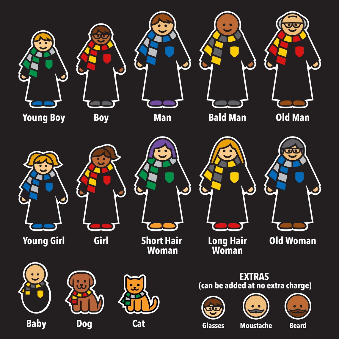 Harry Potter Hogwarts Family Vinyl Car Decals FULL COLOR Etsy