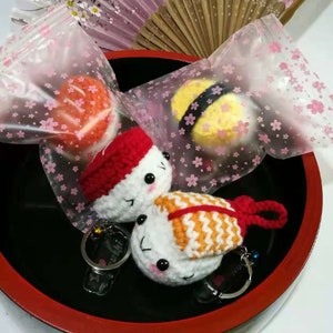 Kawaii gehäkelte Sushi Schlüsselanhänger: Amigurumi Plüsch Anhänger