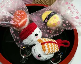 Kawaii Crochet Sushi Keychain: Amigurumi Plush Charm
