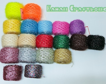 Neon Sparkly Tinsel Yarn: Festive Knitting Crochet Thread (25g)