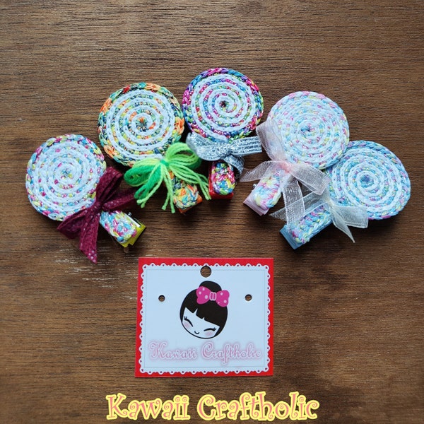 Kawaii crochet lollipop hair clips with glitter thread, cute candy hair accesories with sparkle yarn, baby non slip rainbow alligator clips