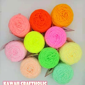 Filato di cotone color latte neon, filato color neon pastello, filato all'uncinetto fluorescente, filato per maglieria fluorescente chiaro, filato all'uncinetto a 5 fili da 50 g