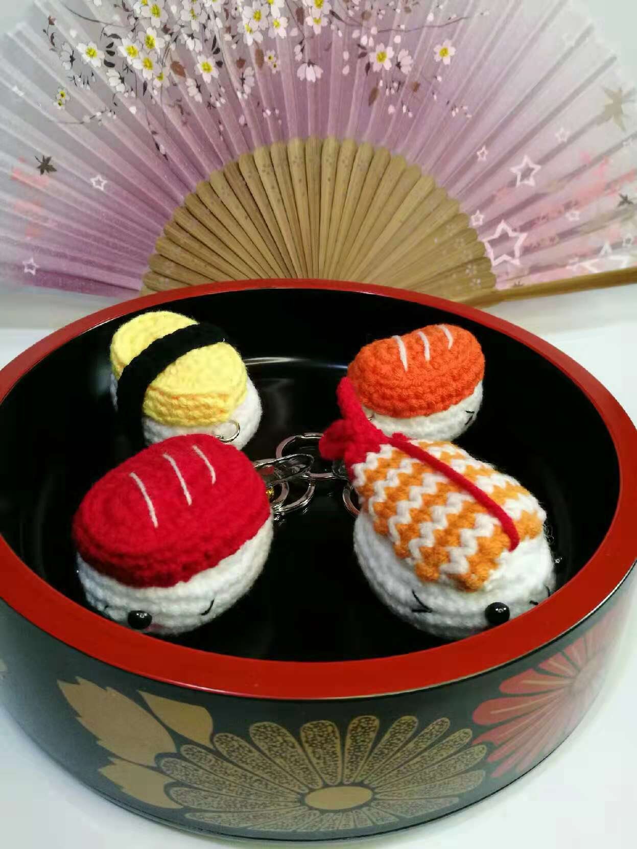Sushi | handgemaakte sleutelhanger van vilt