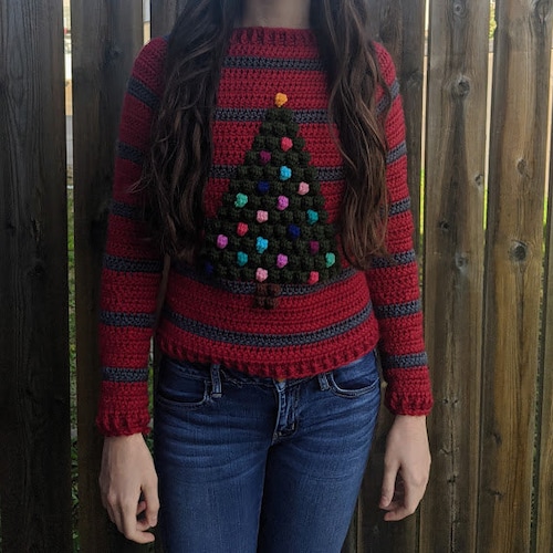 SO ME Christmas Snowflake Crochet Embellished Sweater