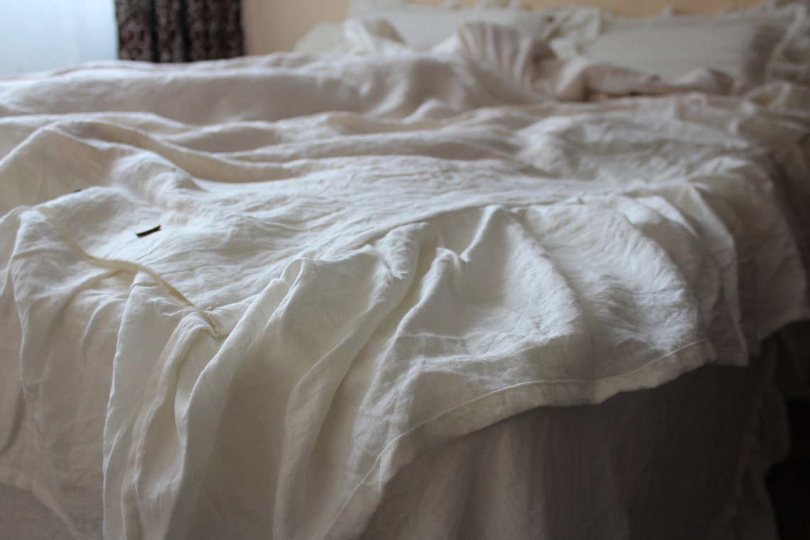 Linen duvet cover with buttons. Stonewashed softened various Etsy