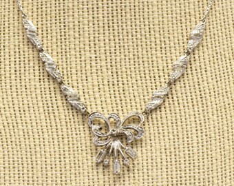 Antique Edwardian 18k Gold Lavalier Necklace: Ribbon & Clear Spinel, Circa 1900s