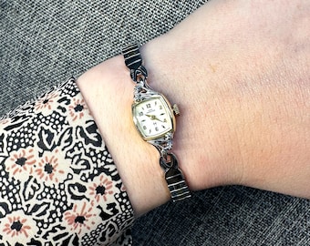 Vintage 14k Gold Lady Hamilton Diamond Cocktail Watch - 1960s USA Made